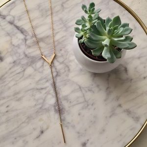 Gold Y Lariat necklace